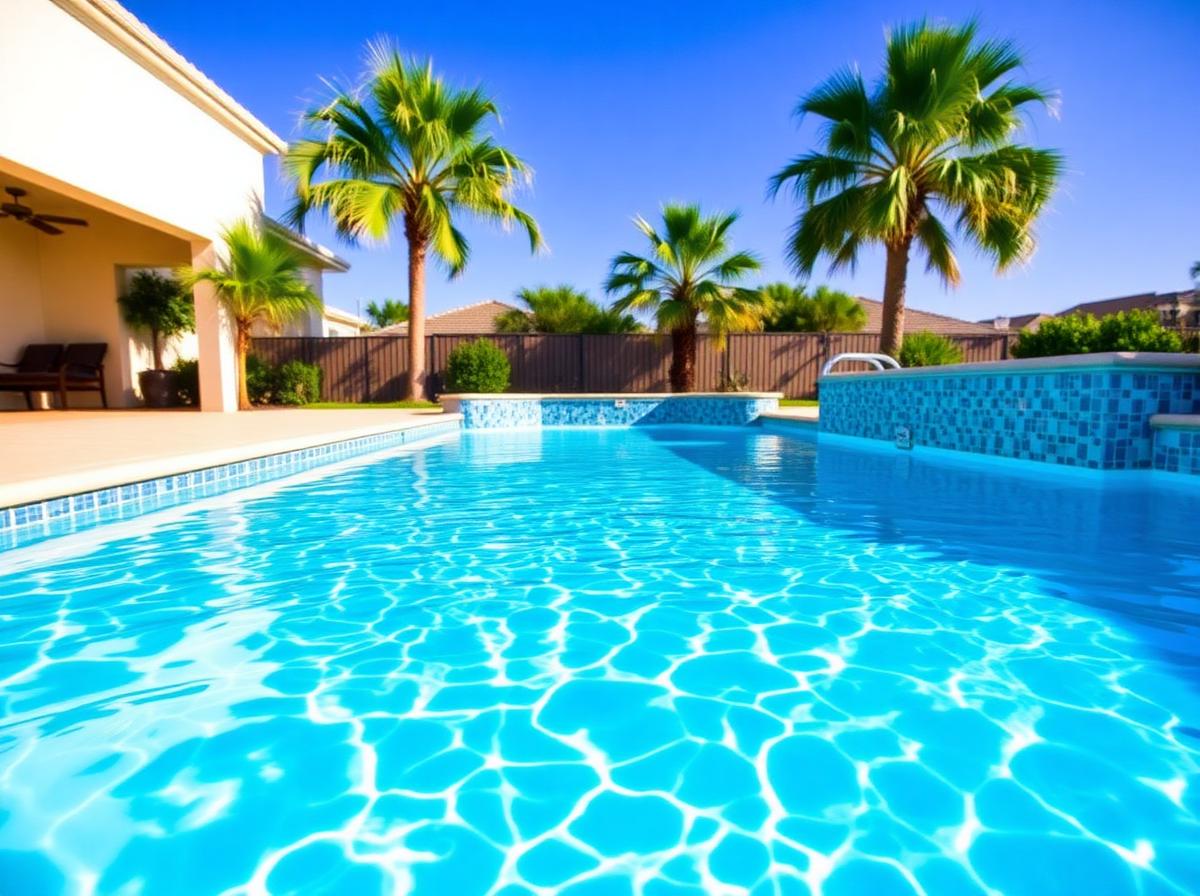 Pool technician cleaning a residential pool